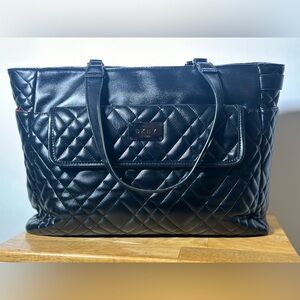 DKNY Diamond Cut Black Leather Large Tote Bag
